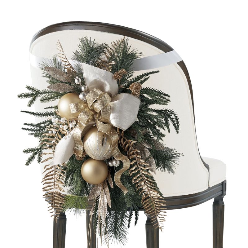 Frontgate Set Of 2 Gleam And Glisten Chairback Swags In Gold