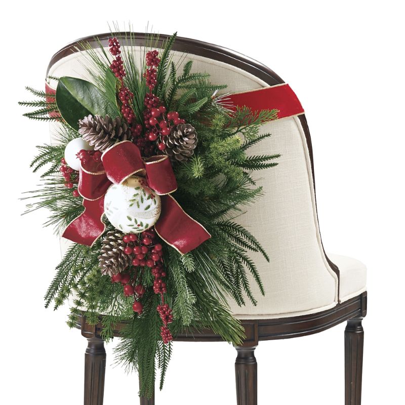 Frontgate Set Of 2 Vintage Christmas Chairback Swags In Multi