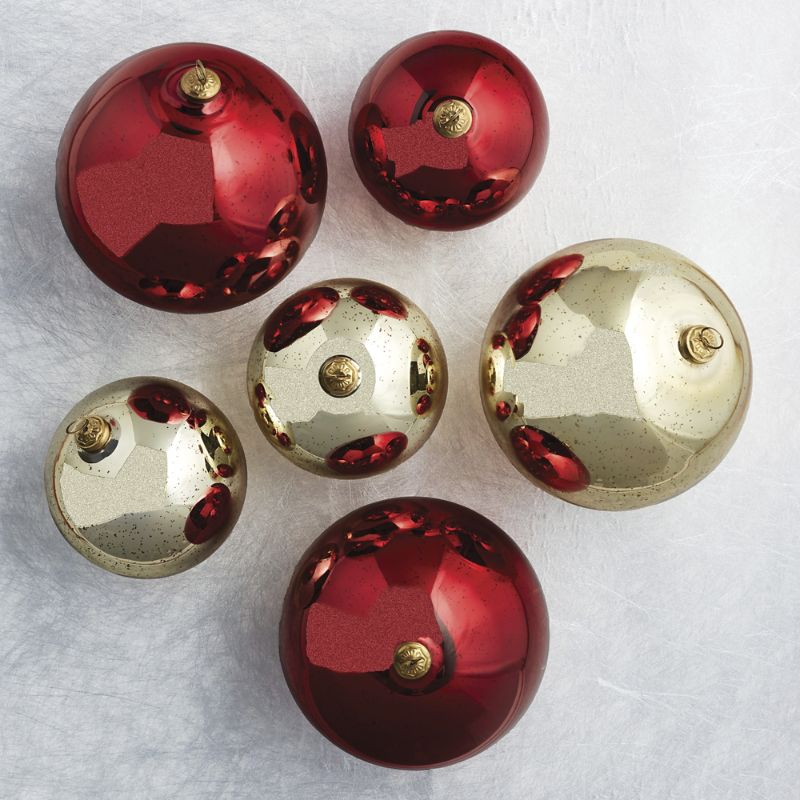 Frontgate Set Of 6 Oversized Mercury Glass Ornaments In Multi