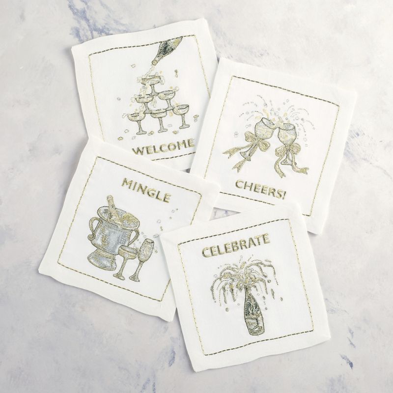 Frontgate Sip And Sparkle Cocktail Napkins, Set Of Eight