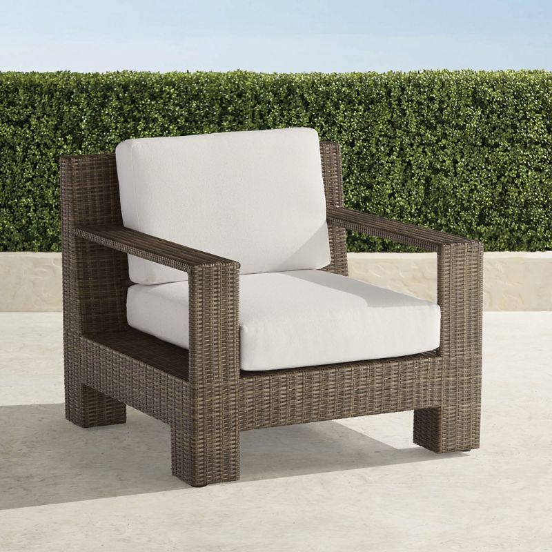 Frontgate St. Kitts Lounge Chair With Cushions In Light Kona Wicker In Brown