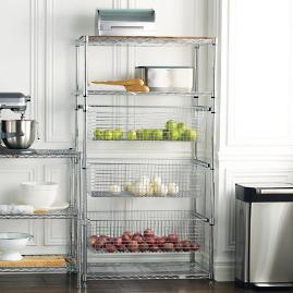 Tower Shelving with Pull-out Bins