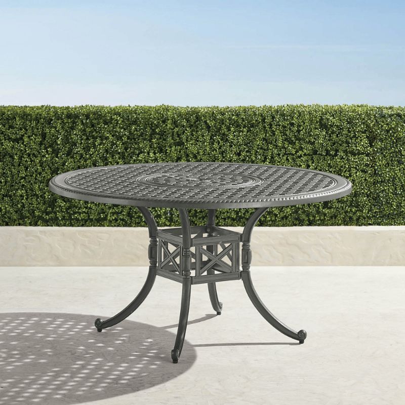 Frontgate Carlisle Round Cast-top Dining Table In Slate Finish