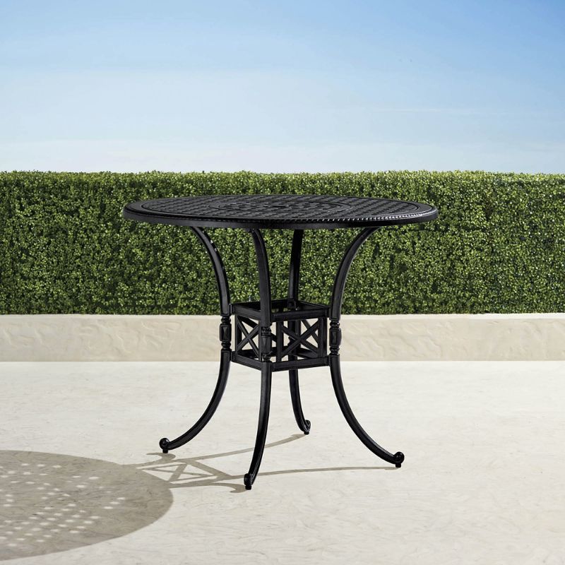 Frontgate Carlisle Round Cast-top Bar Table In Onyx Finish