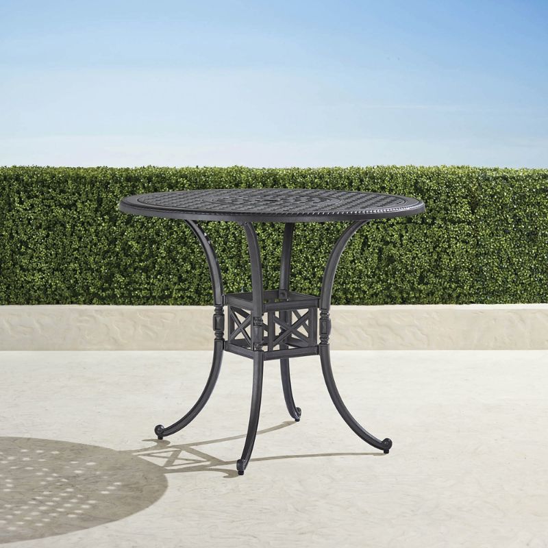 Frontgate Carlisle Round Cast-top Bar Table In Slate Finish