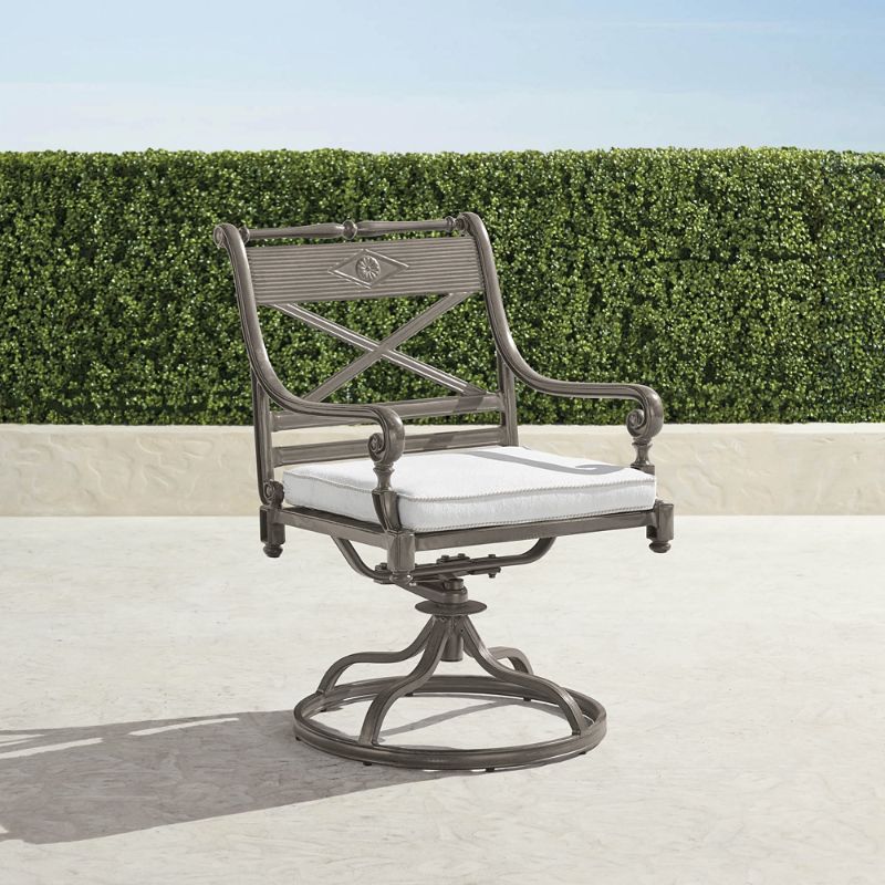 Frontgate Set Of 2 Carlisle Slate Swivel Dining Arm Chair