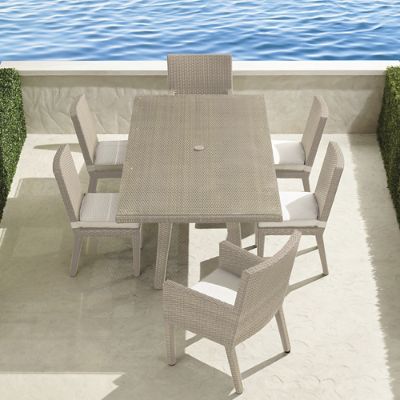 Palermo 7-pc. Rectangle Dining Set in Dove Wicker