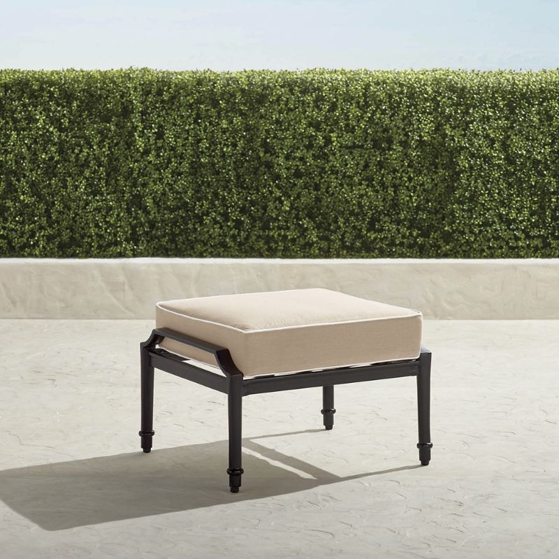 Frontgate Grayson Ottoman With Cushion In Black Finish