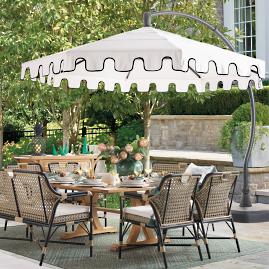 Cantilever Side Mount Scalloped Umbrella with Base