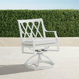 Grayson Swivel Dining Arm Chairs in White Finish,