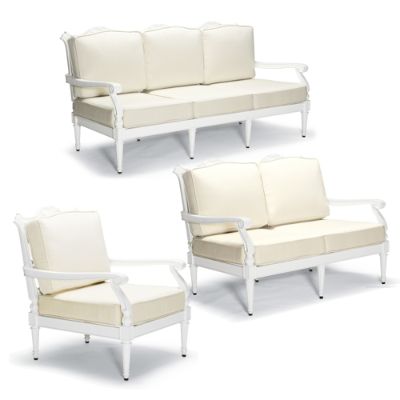 Glen Isle 3-pc. Sofa Set in White Finish