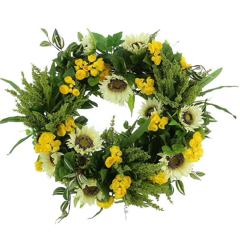 Nolina Sunflower Begonia Wreath - Frontgate
