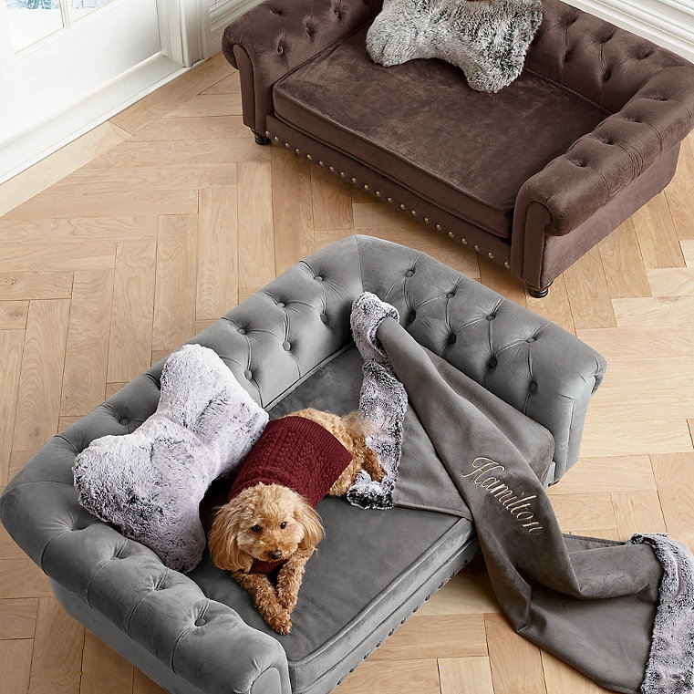 Wentworth Tufted Dog Sofa - Grey Velvet - Frontgate