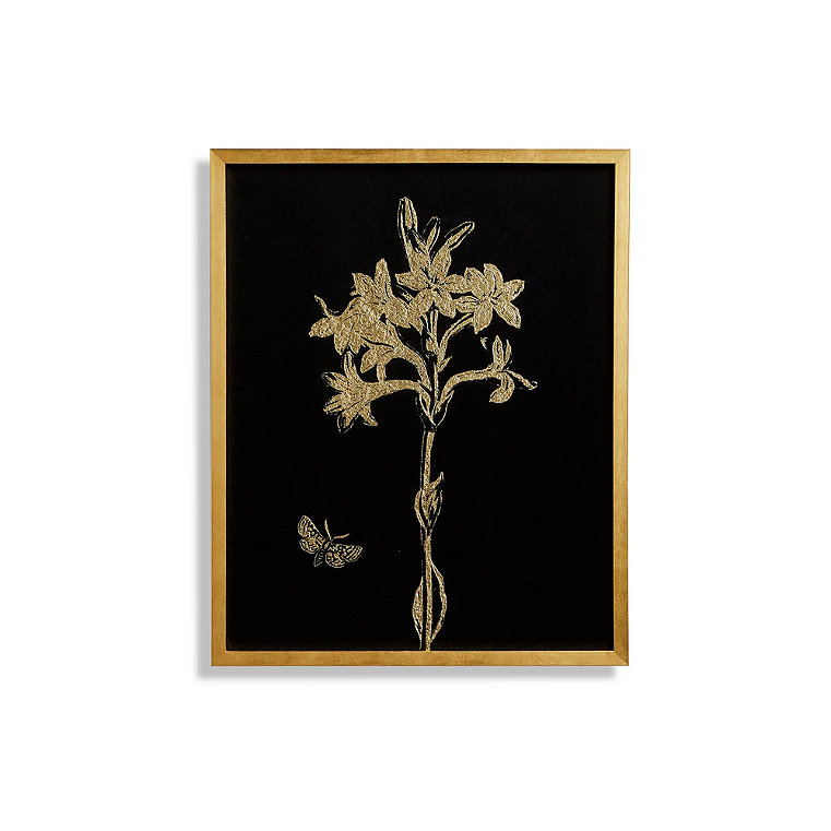 Tuberose Gilded Silkscreen Botanical Print on Black from the New York Botanical Garden Archives