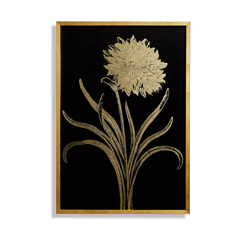 Garden Carnation Gilded Silkscreen Botanical Print on Black from the New York Botanical Garden Archives