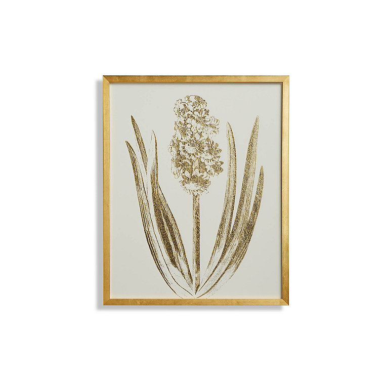 Royal Crimson Hyacinth Gilded Silkscreen Botanical Print on White from the New York Botanical Garden Archives