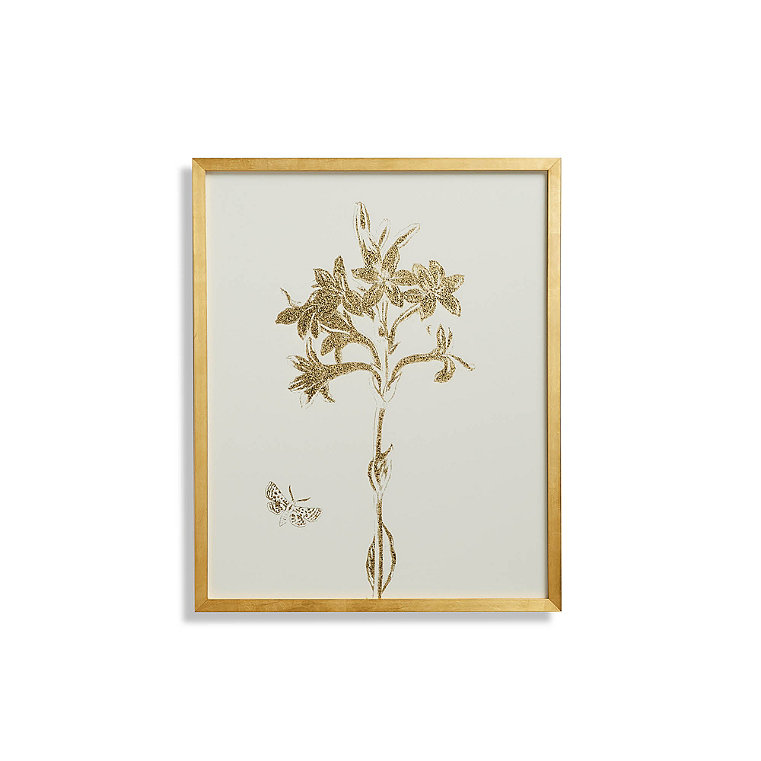 Tuberose Gilded Silkscreen Botanical Print on White from the New York Botanical Garden Archives