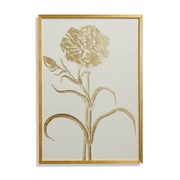 Double-flowered Narcissus Gilded Silkscreen Botanical Print on White from the New York Botanical Garden Archives